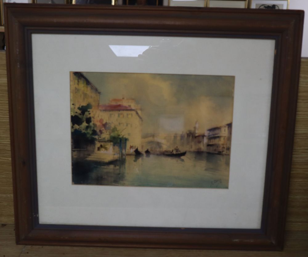 G. Zago, watercolour, Grand Canal, Venice, signed, 19 x 27cm